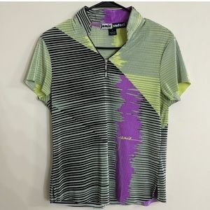 Jaime Sadock Short Sleeve V-Neck Top - Sage - Size Small